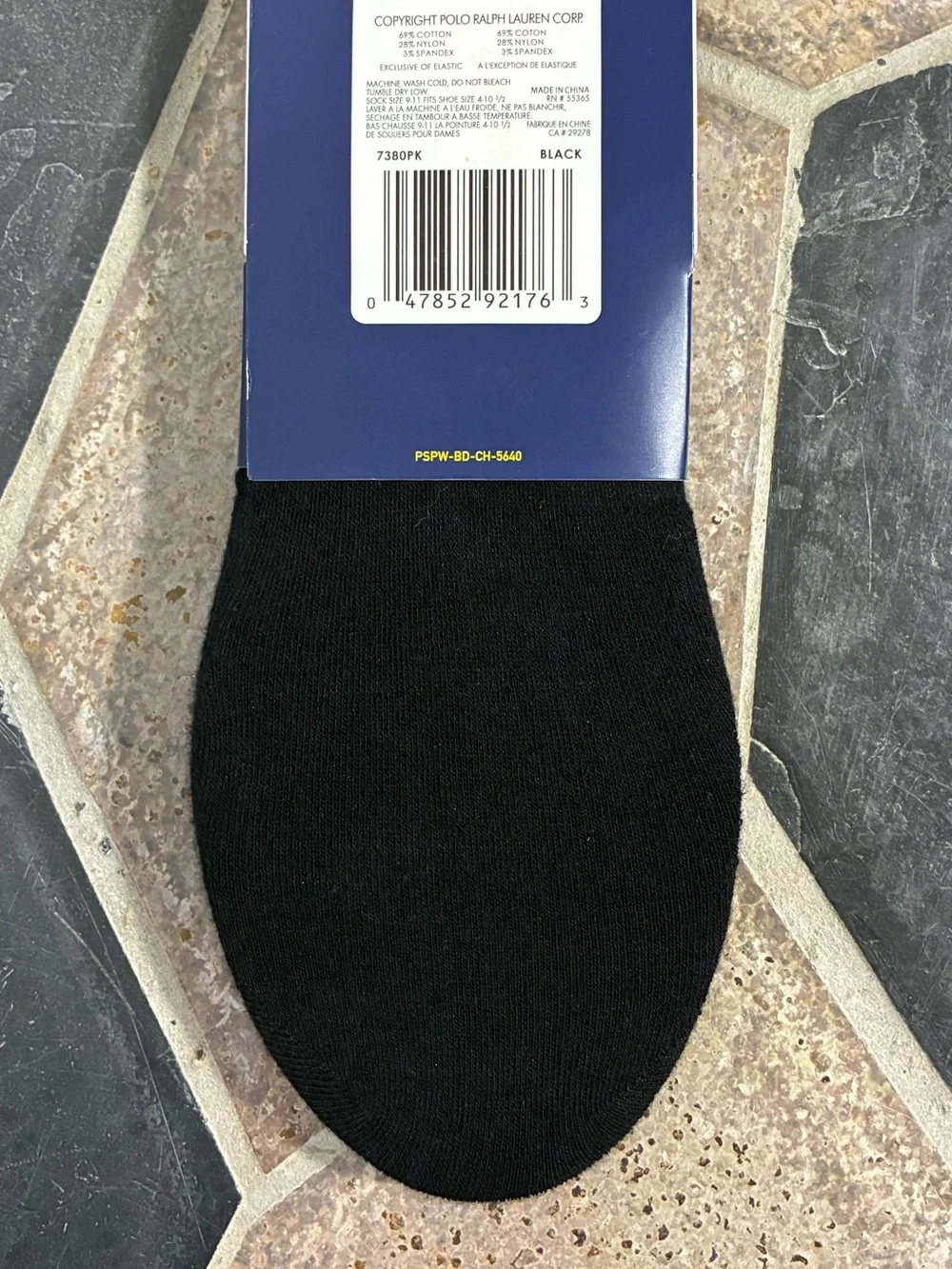 NWT 3 Pair Polo Ralph Lauren Liner No Show Socks Non-Slip Heel Black Womens 9-11